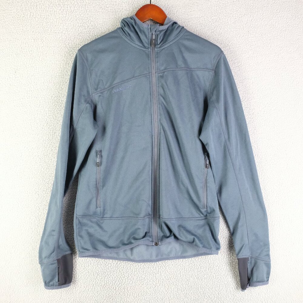 Mammut Jacket Womens Large Gray Full Zip Hooded Lightweight Zip Pockets Light